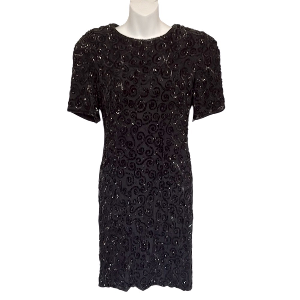 Vintage Night Line Silk Beaded Sequined Dress 6